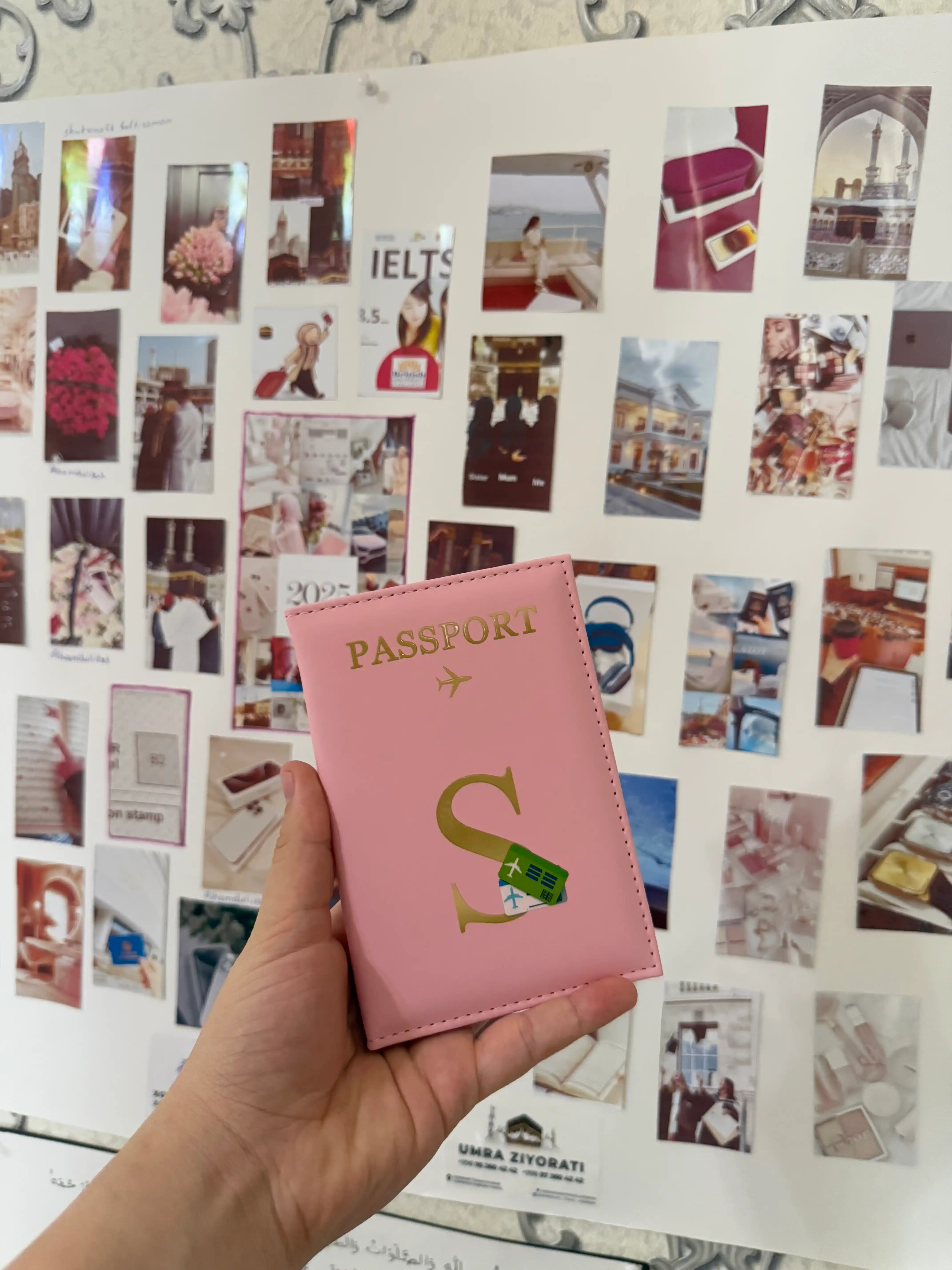 Xorijiy pasport uchun g'ilof, ismingizning bosh harfi bilan bezatilgan noyob muqova