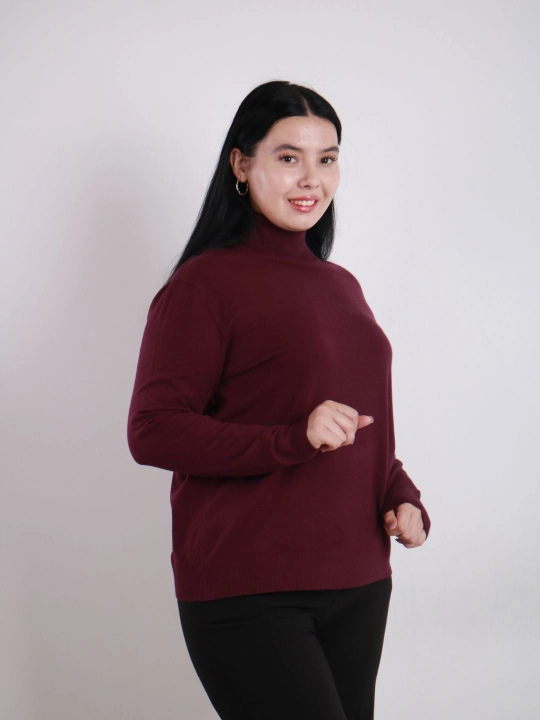 Ayollar uchun rangli golf yoqali uzun yengli sviter