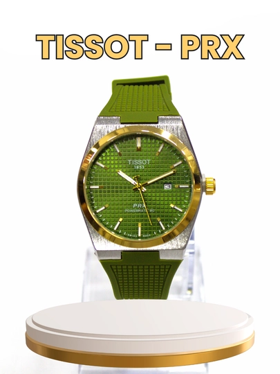 Мужские наручные часы TISSOT PRX, корпус с сапфировым стеклом, в подарочной коробке — NEWATCH-TSAPFIR-ЗЕЛЕН