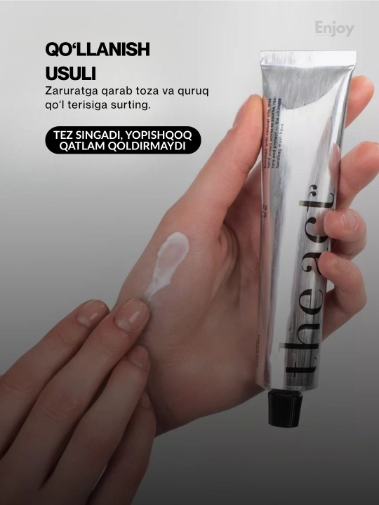 Qo‘l uchun The Act kremi, namlantiruvchi, to‘yimli, lamellyar, xushbo‘y, 65 ml