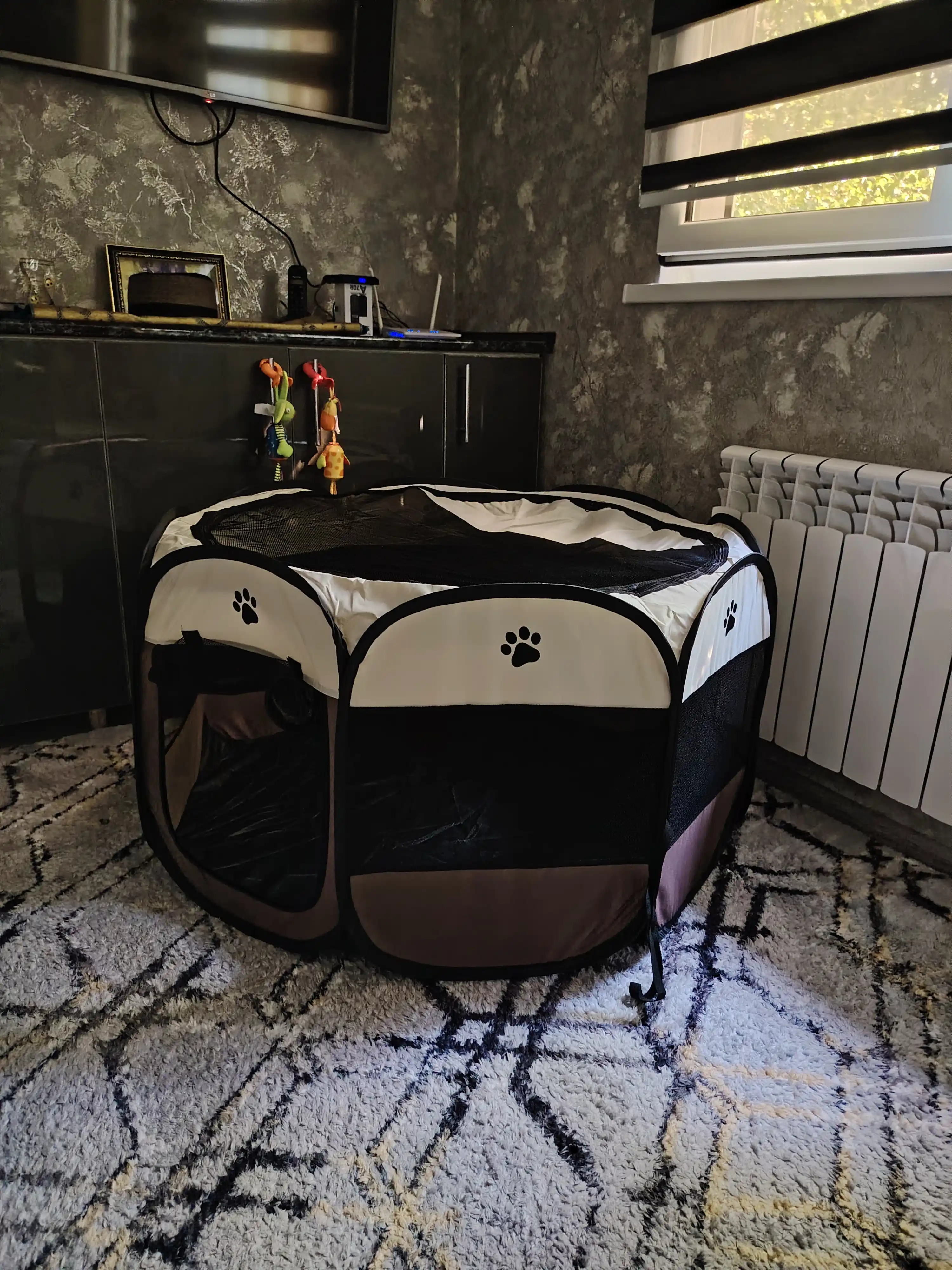 Mushuklar va itlar uchun buklanadigan volyer-manej tent, S-M-L