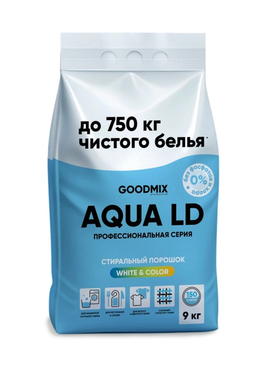 GOODMIX AQUA LD fosfatsiz professional kir yuvish kukuni, 9 kg