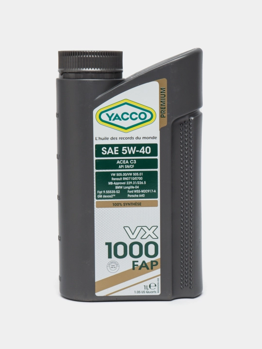 YACCO VX1000 FAP 5W40 dvigatel moyi, 1L - 5L, Dexos-2, zamonaviy himoya