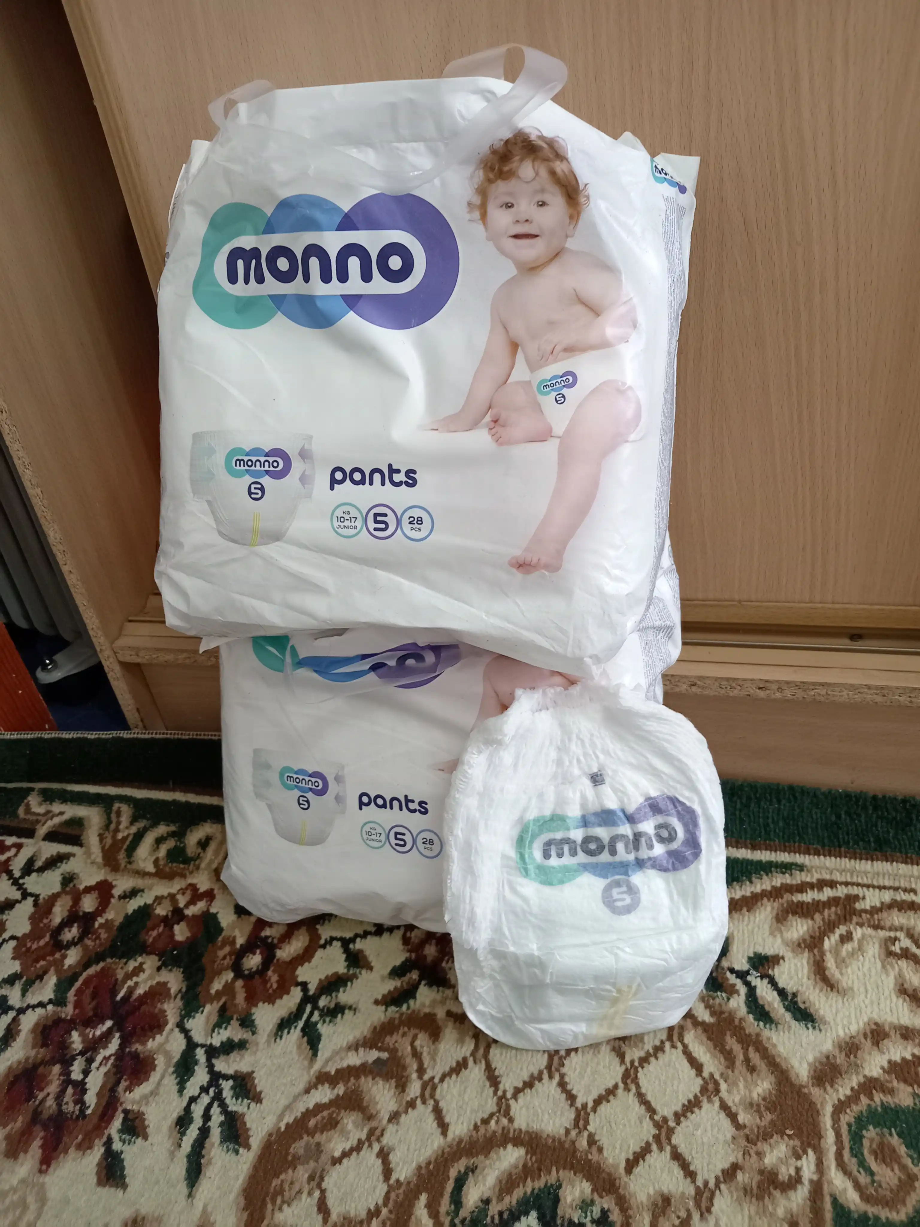 Подгузники-трусики Monno для детей 5, 10-17 кг, 28 шт
