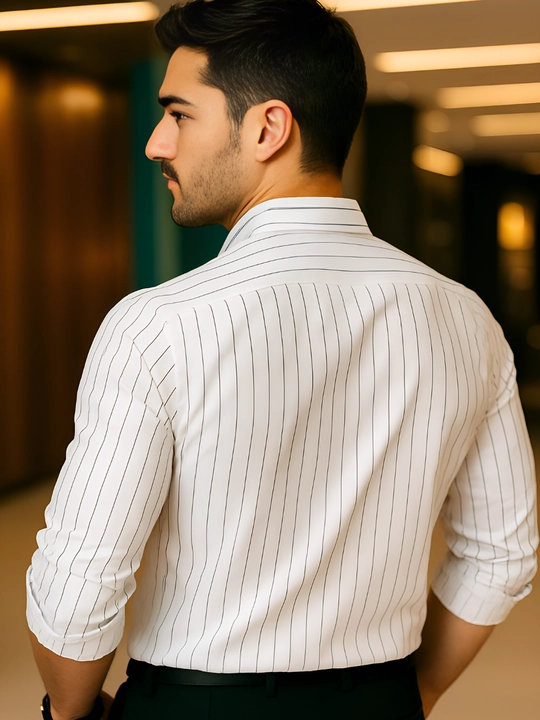 Erkaklar ko‘ylagi, klassik, belga yopishgan, yo‘l-yo‘l, bir xil rangli Slim Fit