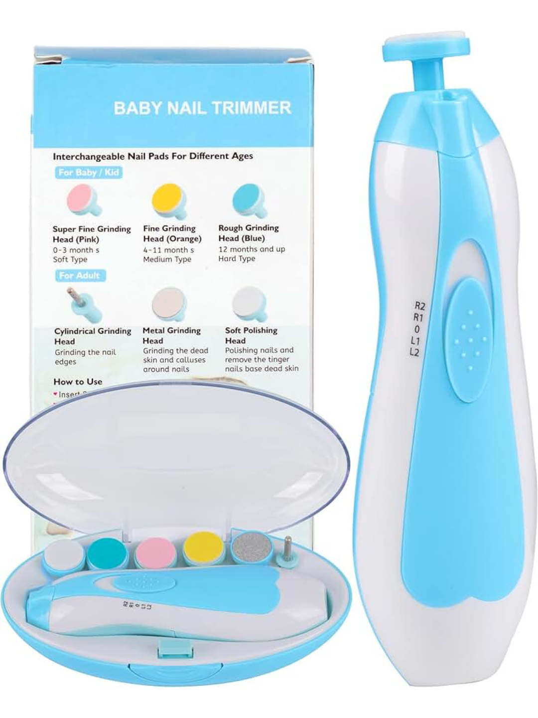 Электрическая детская пилочка для ногтей Tommee Tippee, на батарейках, со светодиодной - 