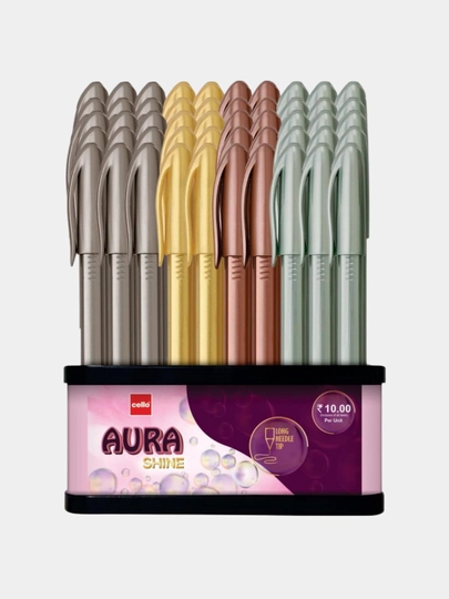 Ручки шариковые синие 10 шт Aura Shine BP CDHGR-BLU - 