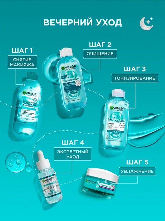 Гель - пенка для умывания Garnier Skin Naturals, гиалуроновый алоэ, 200 мл