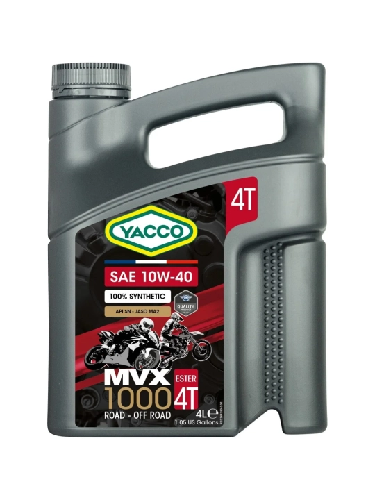 YACCO MVX 1000 4T 10W-40 100% синтетическое эстеровое масло для мотоциклов (1 л и 4 л)