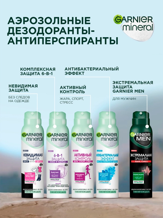 Dezodorant - sprey Garnier Mineral, magniy effekti, 150 ml