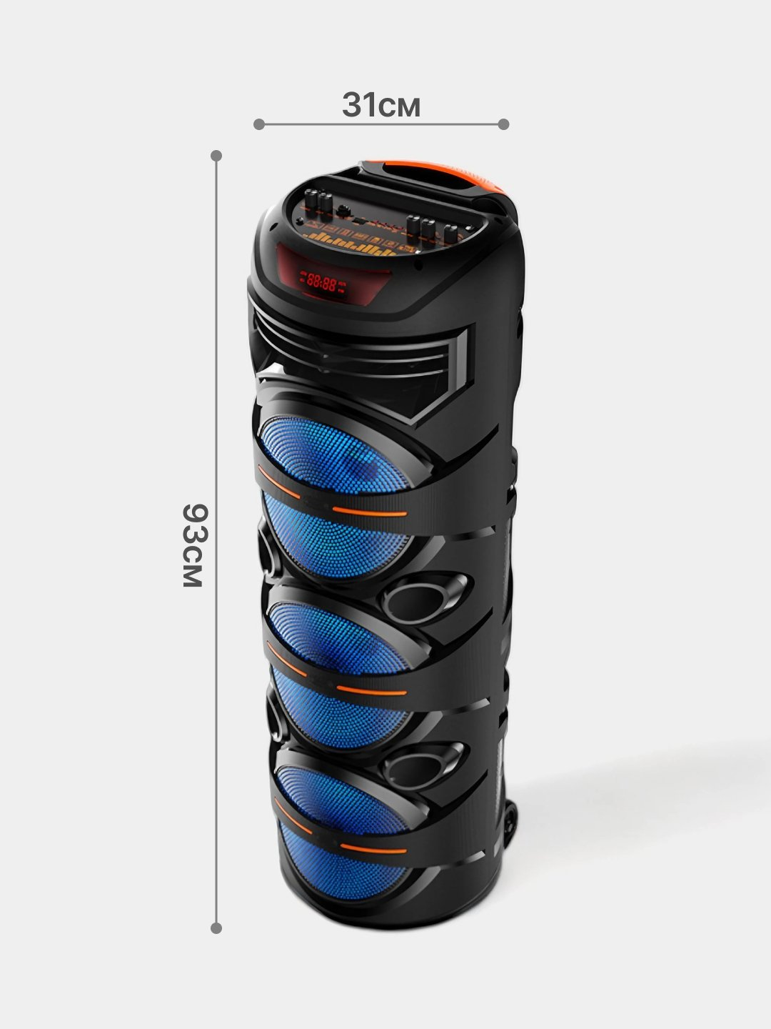 Simsiz mikrofon, Bluetooth, RGB yoritgichli karaoke kolonka, 90 sm x 30 sm