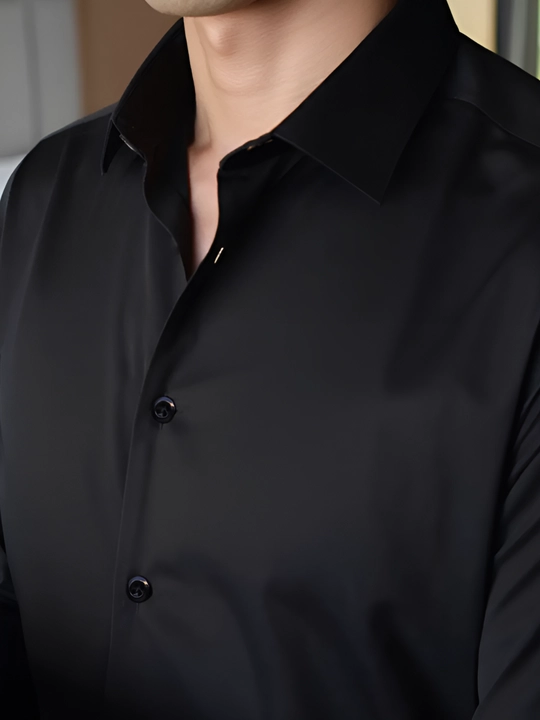 Erkaklar ko‘ylagi, klassik, belga yopishgan, yo‘l-yo‘l, bir xil rangli Slim Fit