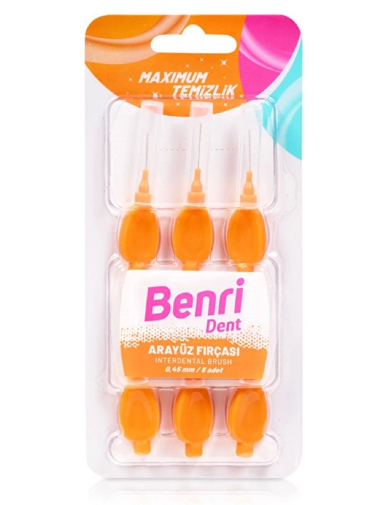 Benri dent, 0,45 mm, 6 dona qavslar bilan tishlarni tozalash uchun interdental cho'tkalar - 