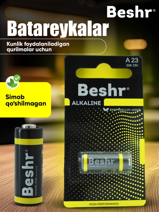 Beshr Power One A23/A27, 1.2V batareyalari, avto signalizatsiya, qo‘riqlash tizimi uchun