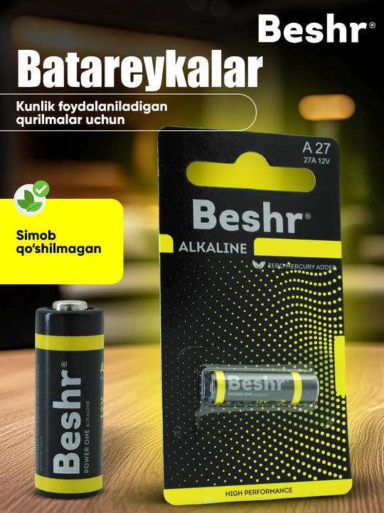 Beshr Power One A23/A27, 1.2V batareyalari, avto signalizatsiya, qo‘riqlash tizimi uchun