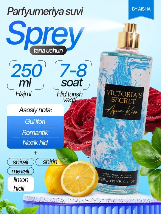 Sprey Victoria Secret Aqua kiss, Tempatation, Shimmer mist, 250 ml - 