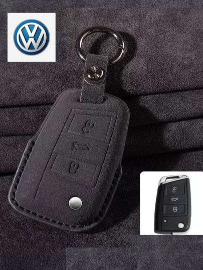 Чехол из алькантары, для ключей Volkswagen — 77CASES-VWALCTR-ЧЕРНСТЕ
