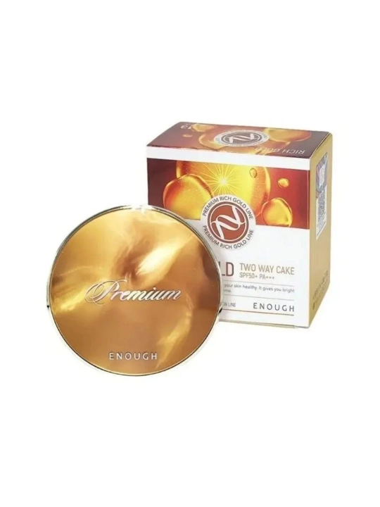 ENOUGH oltin kukuni bilan Rich Gold Two Way Cake SPF50+/PA++, zahira bloki bilan, Ton 13