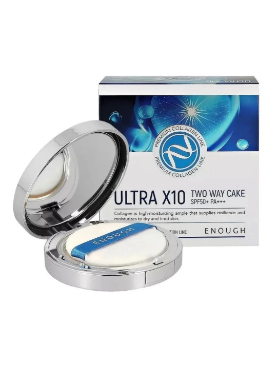 ENOUGH oltin kukuni bilan Rich Gold Two Way Cake SPF50+/PA++, zahira bloki bilan, Ton 13