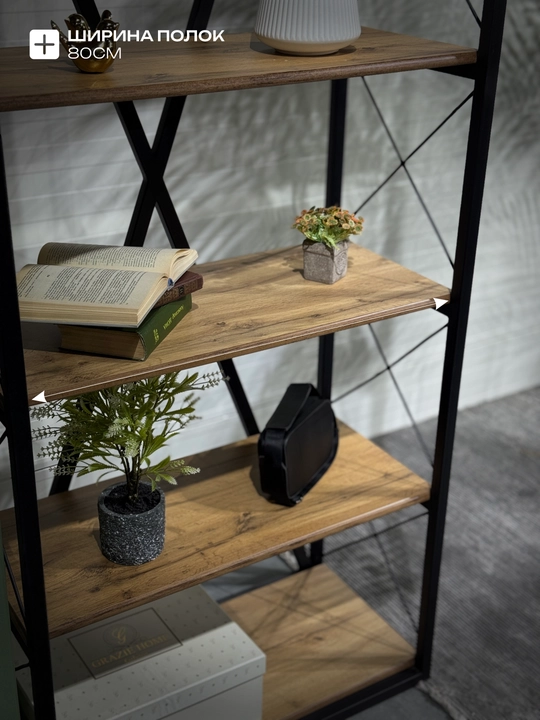Стеллаж Вена в стиле лофт в гостиную, Woodline