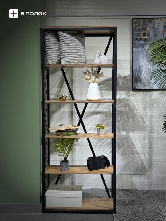 Стеллаж Вена в стиле лофт в гостиную, Woodline