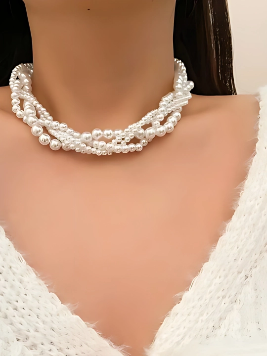 Choker marvarid, ayollar va qizlar uchun marjon, sun’iy marvariddan marjon