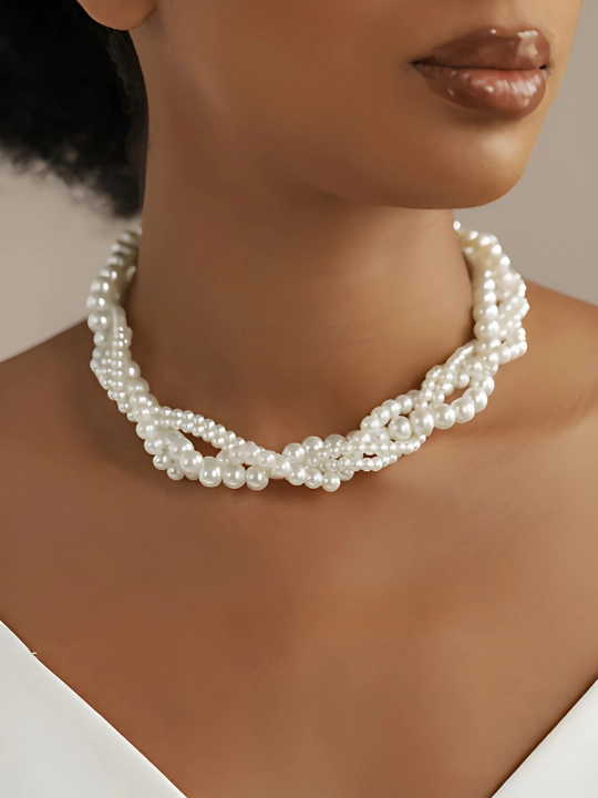 Choker marvarid, ayollar va qizlar uchun marjon, sun’iy marvariddan marjon