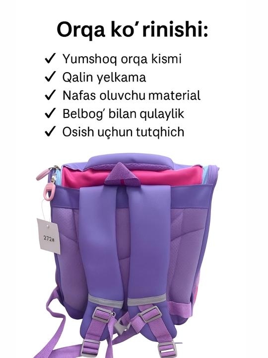 Labubu multfilm qahramoni, o‘g‘il va qiz bolalar uchun maktab ryukzagi