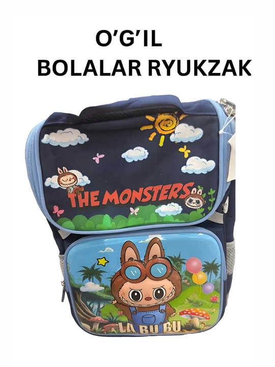Школьный рюкзак с персонажем мультфильма Лабубу, для мальчиков и девочек - 