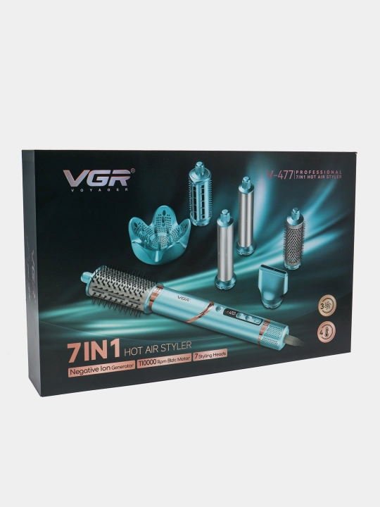 Professional 7 tasi 1 da VGR  V-477 multistyler, fen cho'tkali, stayler soch uchun 
