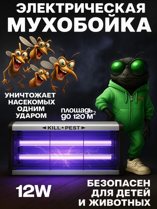 Лампа от комаров, мухобойка , мухоловка и для других насекомых - 