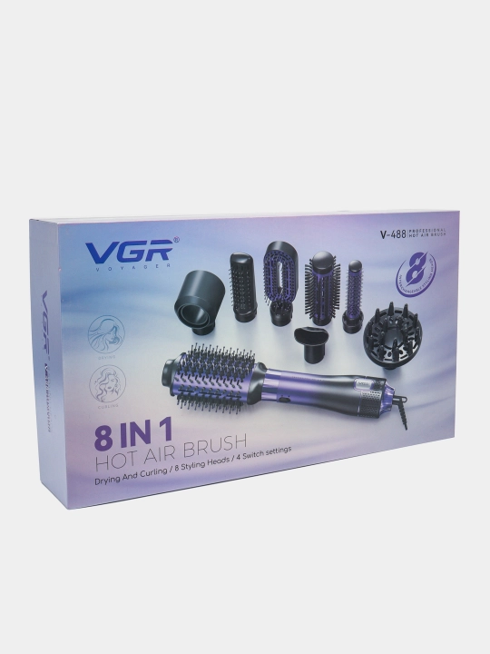 Professional 8 tasi 1 da VGR V-488 multistyler, fen cho'tkali, stayler soch uchun