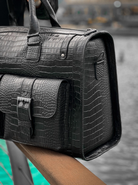 Sport va sayohat sumkasi, haqiqiy charm Black Gator