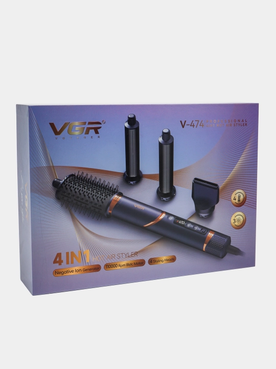 Professional 4 tasi 1 da VGR V-474 multistyler, fen cho'tkali, stayler soch uchun