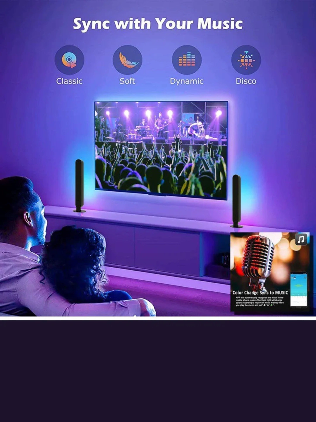 RGB lampa, aqlli ekvalayzer, svetodiodli, kompyuter uchun neonlini ...