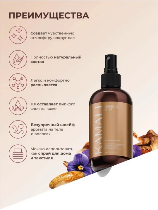 Спрей для волос и тела, 2 в 1, женский, парфюмированный мист, лёгкий аромат, уход