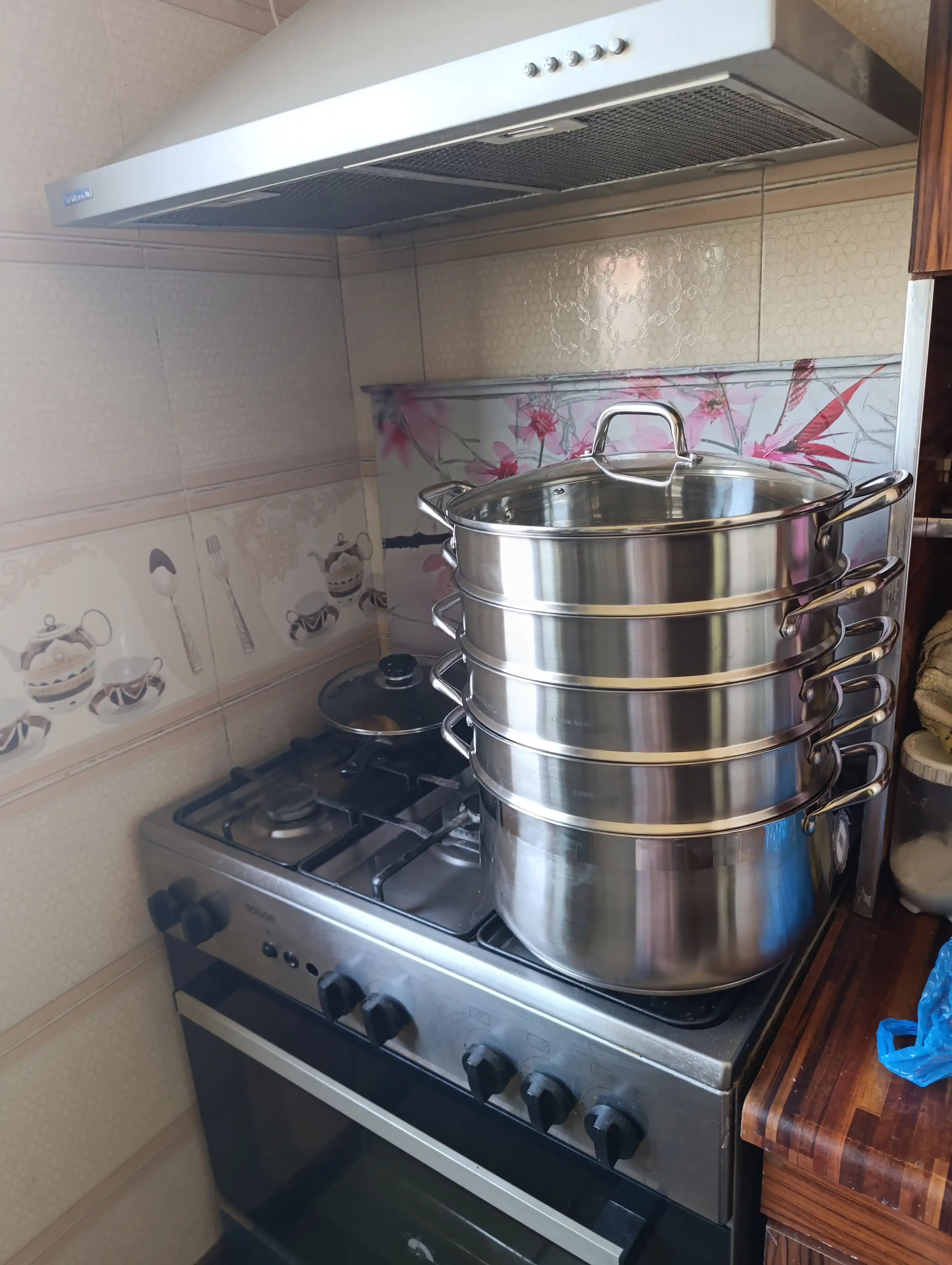 Мантоварка COOK MORE из нержавеющей стали, с крышкой, для мантов на пару