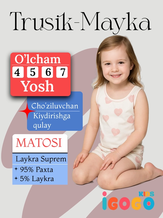 Mayka tursik qizaloqlar uchun, IGoGo Kids - 