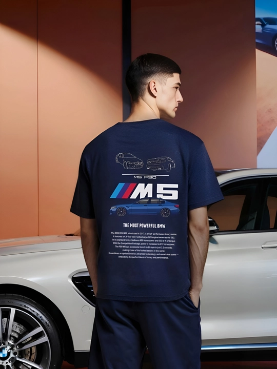 BMW M5 F90 printli erkaklar sport kostyumi, Oversize, o'smirlar uchun futbolka va shortik