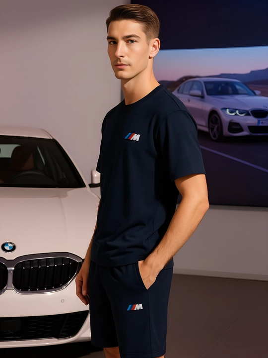 BMW M5 F90 printli erkaklar sport kostyumi, Oversize, o'smirlar uchun futbolka va shortik