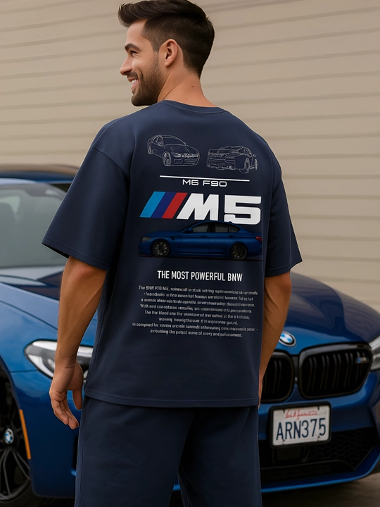 BMW M5 F90 printli erkaklar sport kostyumi, Oversize, o'smirlar uchun futbolka va shortik