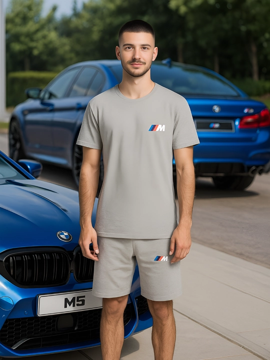 BMW M5 F90 printli erkaklar sport kostyumi, Oversize, o'smirlar uchun futbolka va shortik