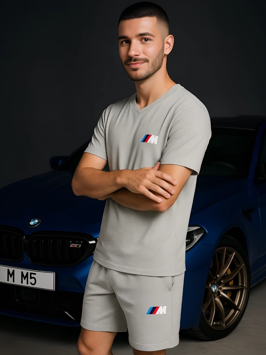 BMW M5 F90 printli erkaklar sport kostyumi, Oversize, o'smirlar uchun futbolka va shortik