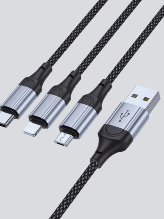 Tez zaryadlash va malumotlarni uzatish uchun kabel Type-C-Mikro 3 tasi birda