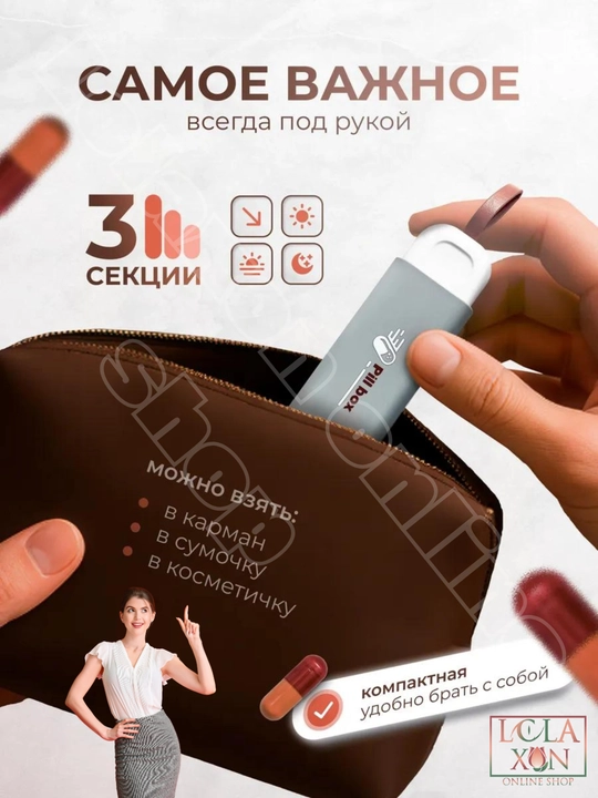 Таблетница, контейнер для лекарств и витаминов, органайзер для таблеток