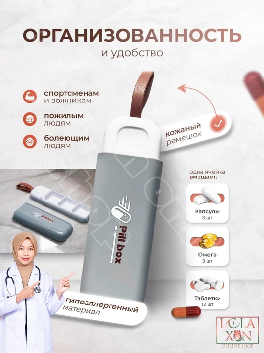 Таблетница, контейнер для лекарств и витаминов, органайзер для таблеток