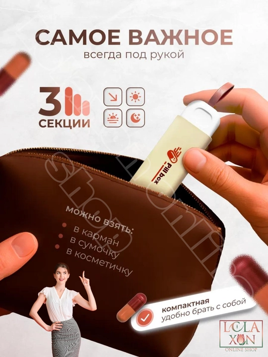 Таблетница, контейнер для лекарств и витаминов, органайзер для таблеток