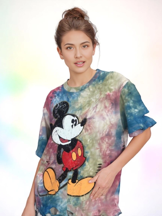 42-54 o'lchamdagi Mickey printli ayollar futbolkasi