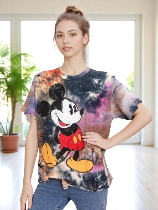 42-54 o'lchamdagi Mickey printli ayollar futbolkasi
