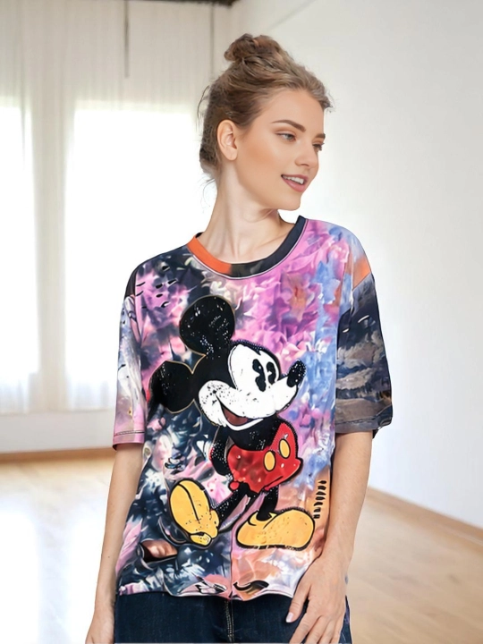 42-54 o'lchamdagi Mickey printli ayollar futbolkasi